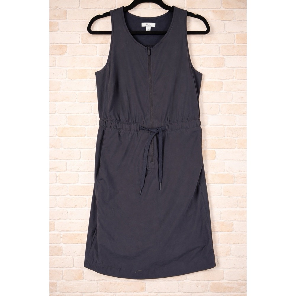 FLX Wander Sleeveless Drawstring Waist Sport Dress Charcoal Gray Womens XS
